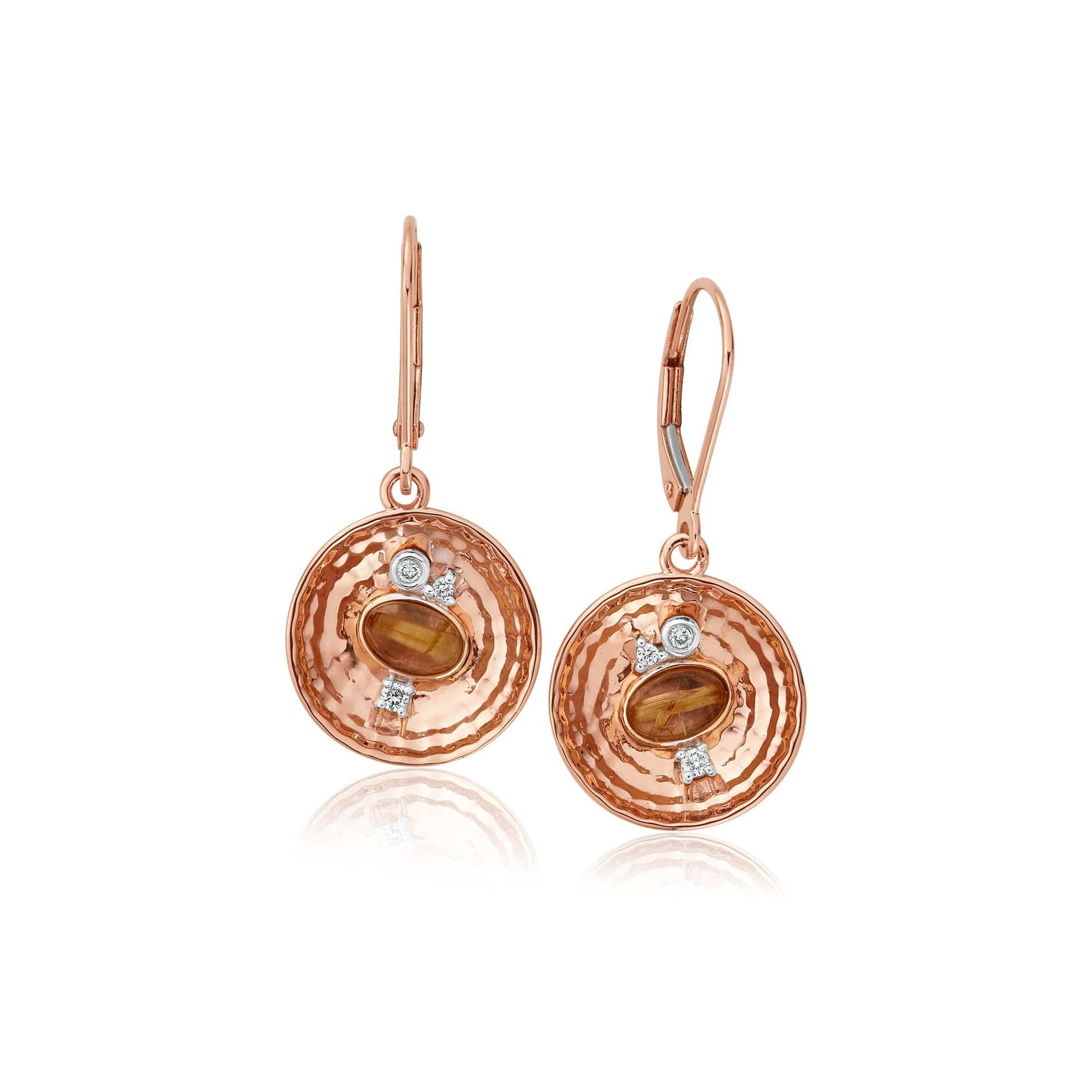 Panning for Gold Rutilated Quartz and Diamond Drop Earrings