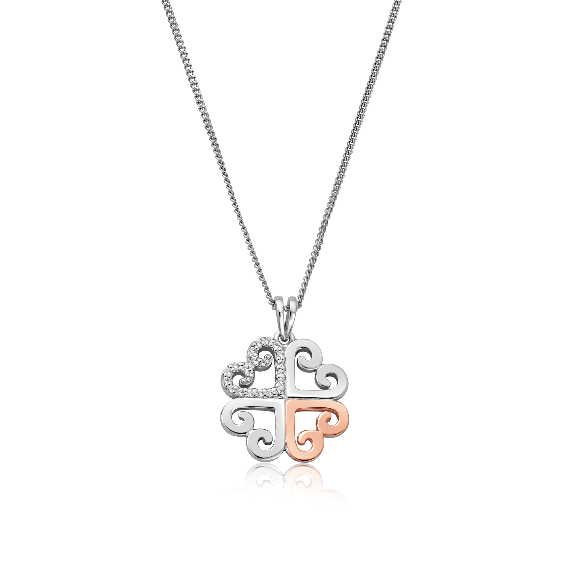 Hearts Embrace Silver and Swarovski Topaz Pendant