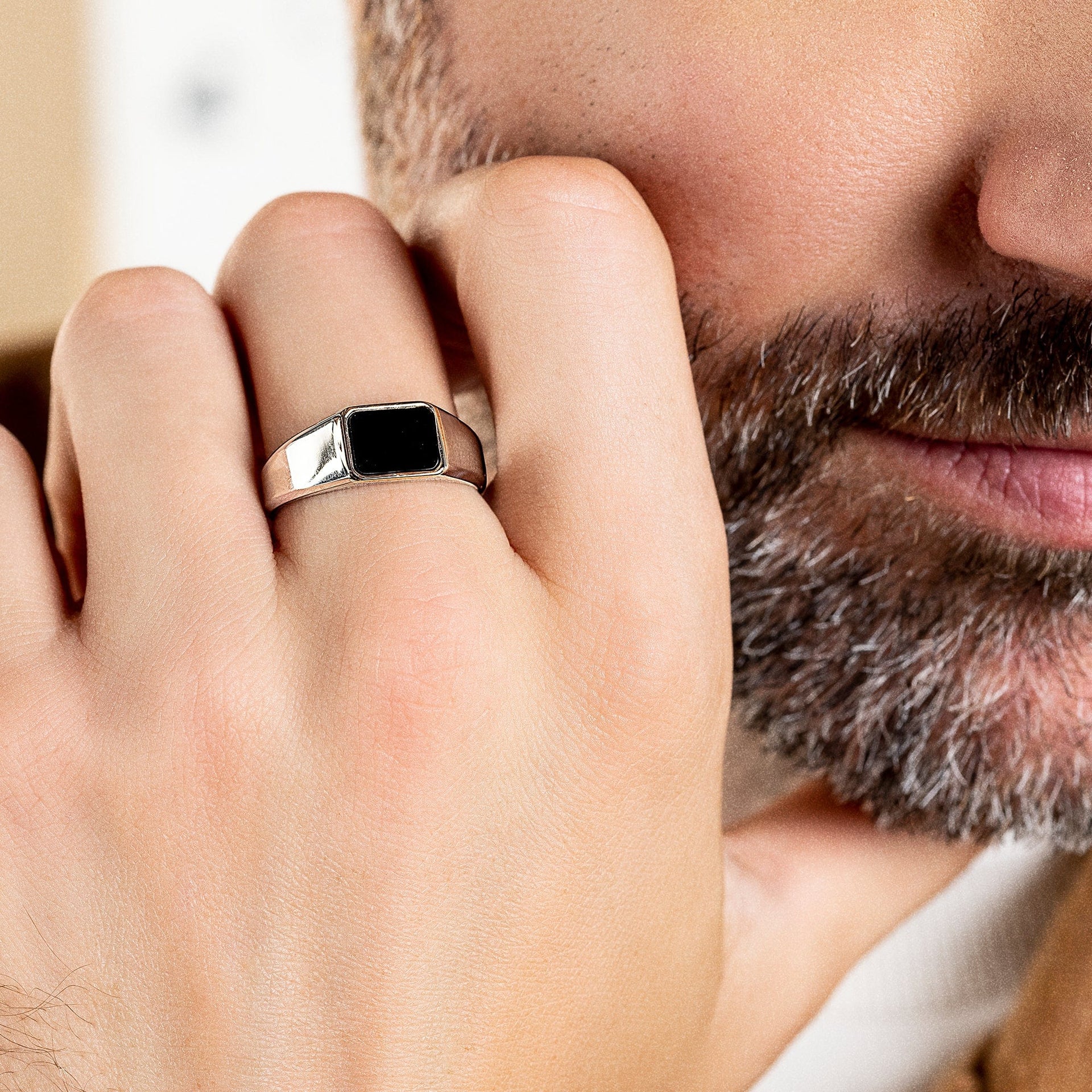 Silver and Black Onyx Signet Ring