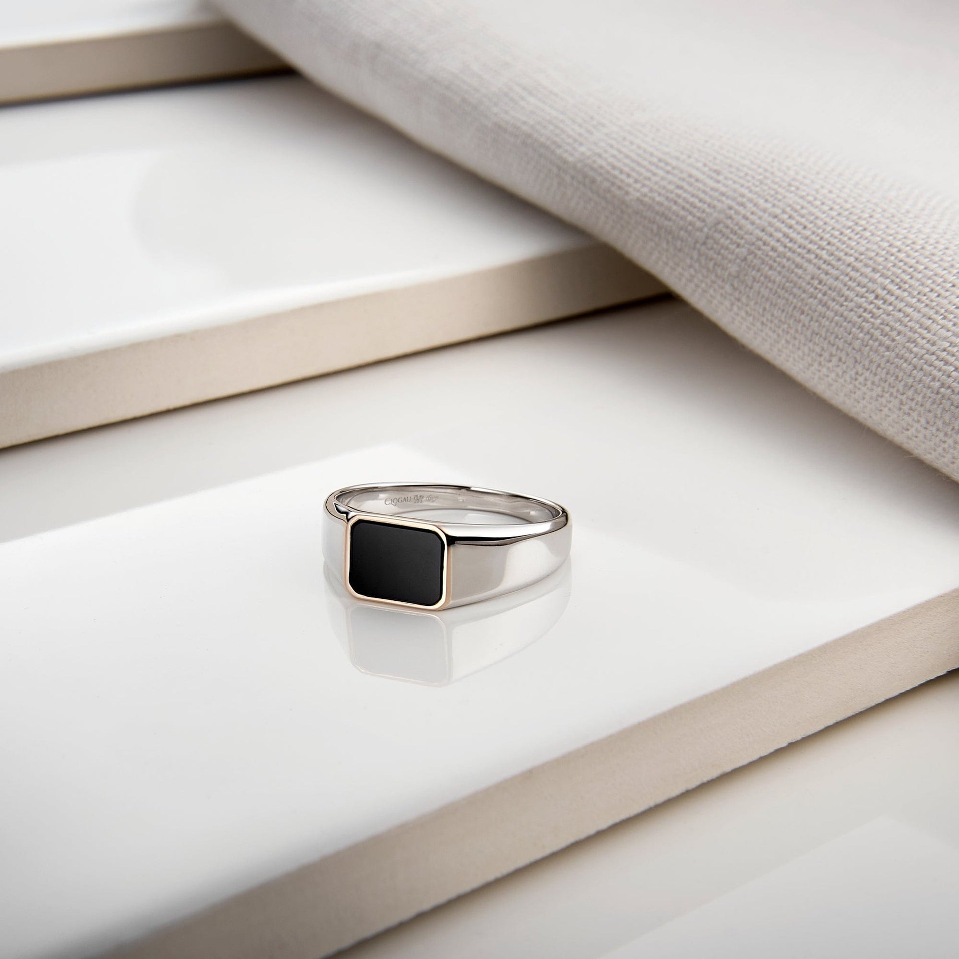 Silver and Black Onyx Signet Ring