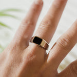 Silver and Black Onyx Signet Ring