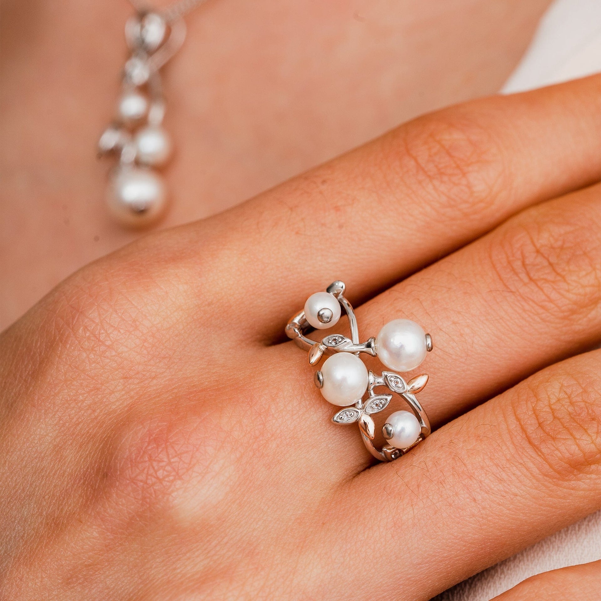 Lily of the Valley Silver and Pearl Ring