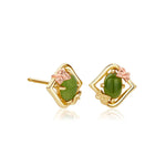 Ivy Leaf Gold and Green Jasper Stud Earrings