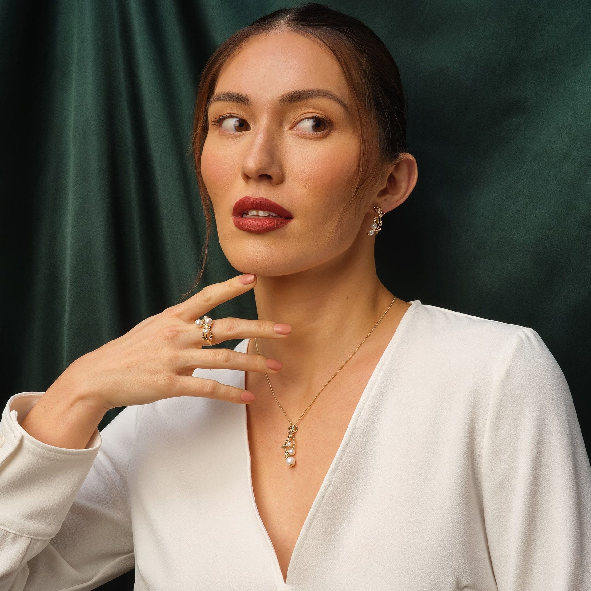 Lily of the Valley Gold, Diamond and Pearl Ring