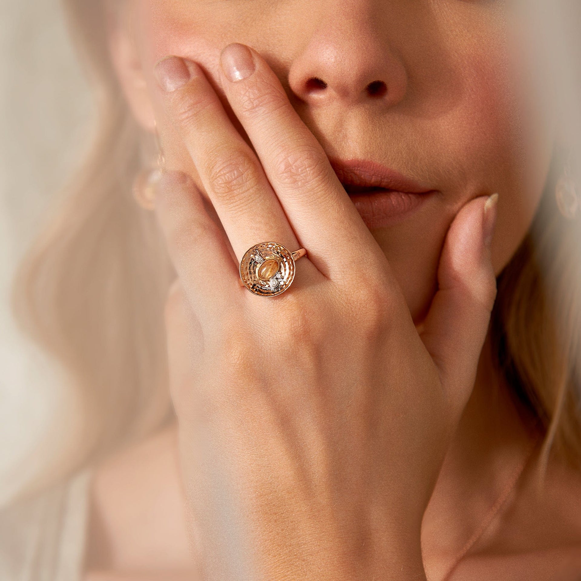 Panning for Gold Rutilated Quartz and Diamond Ring