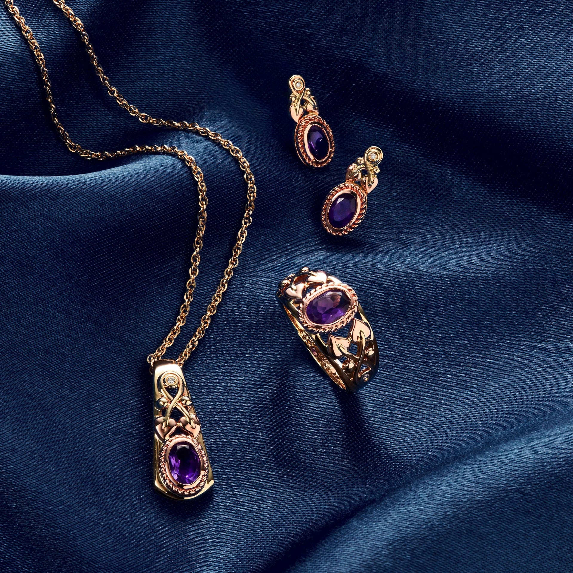 Tree of Life® Delphinium Gold and Amethyst Ring